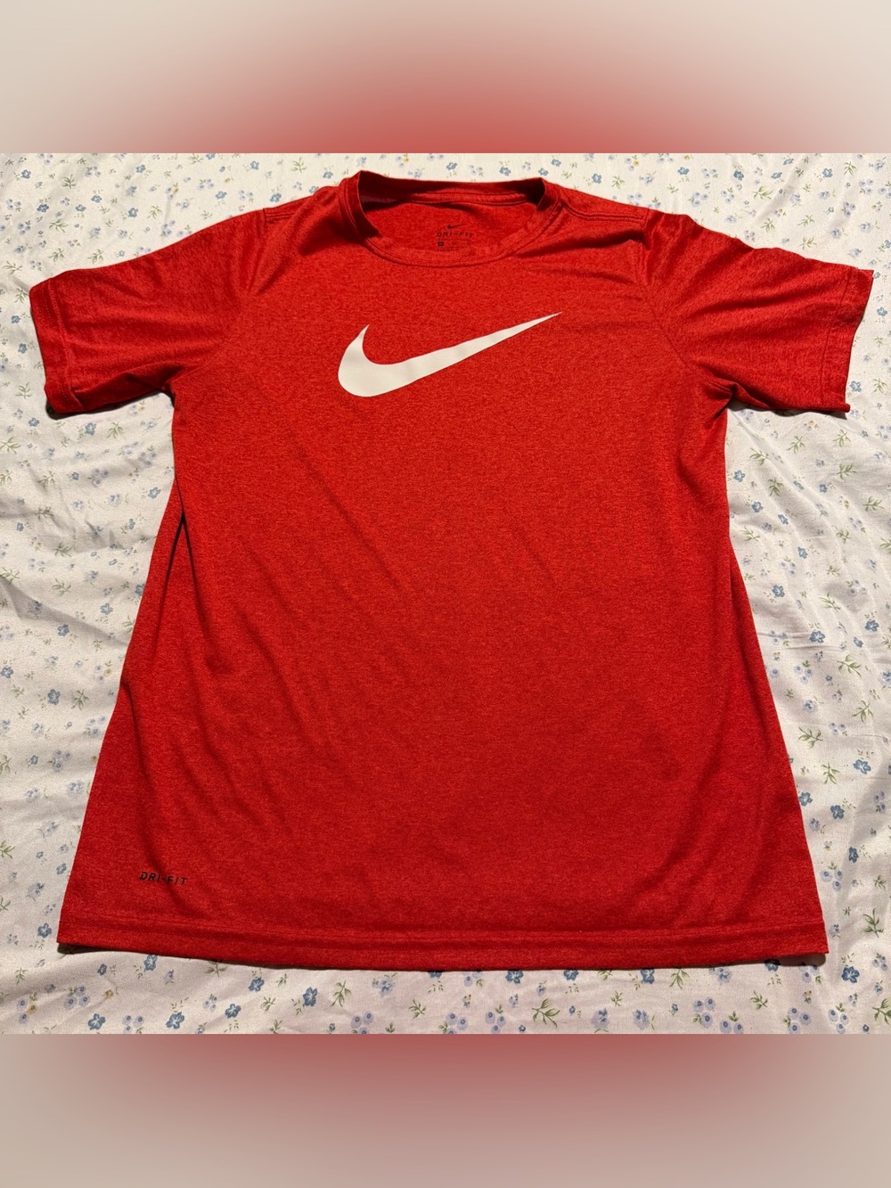 Nike Red Short Sleeve Dri-FIT Kids Tee with White Swoosh